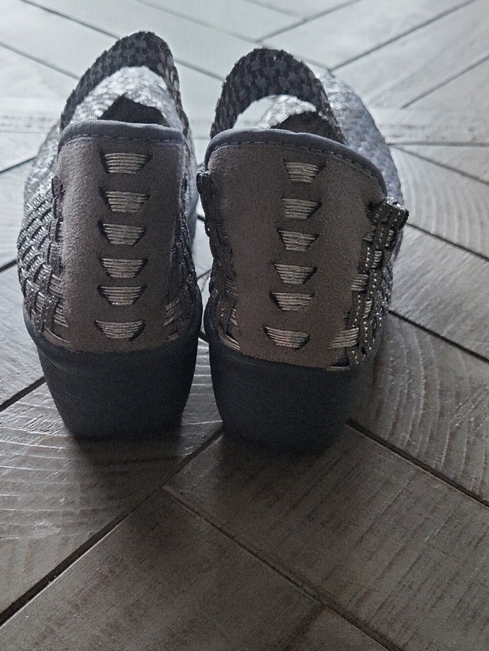 bernie mev. Metallic Silver Woven Mary Jane Flats - Picture 3 of 7